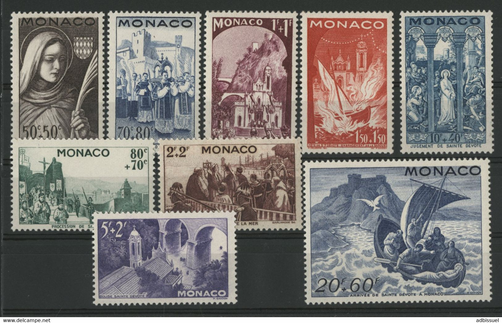 N° 265 à 273  Année Complète 1944 Série Neuve ** Cote 25 € Série Fête De Sainte Dévote. TB - Unused Stamps