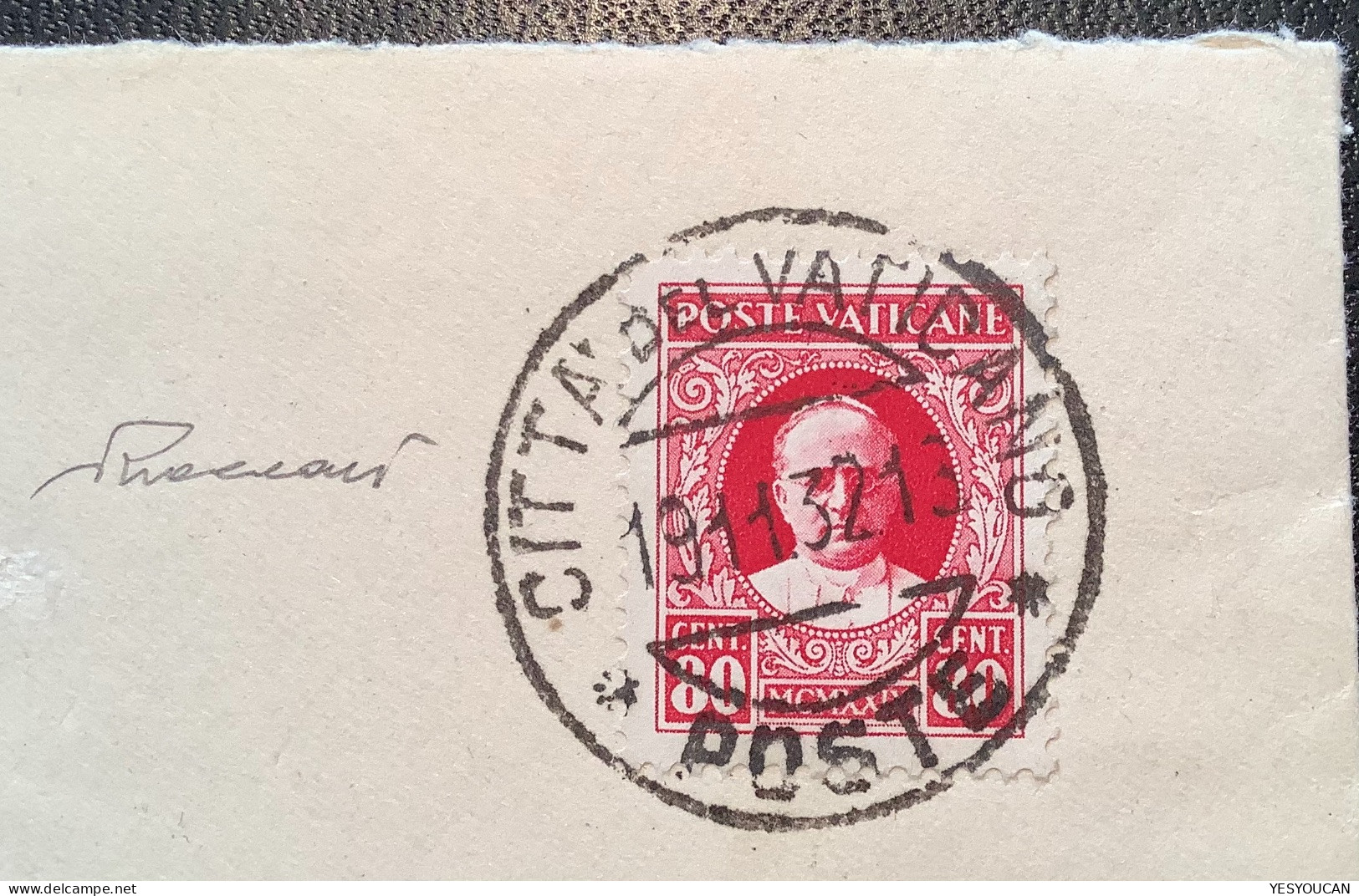 Sa.8 1929 80c Lettera NELLA RISPOSTA TENER PRESENTE LA TARIFFA POSTALE VATICANA (Vatican Cover Vaticano Italia - Lettres & Documents