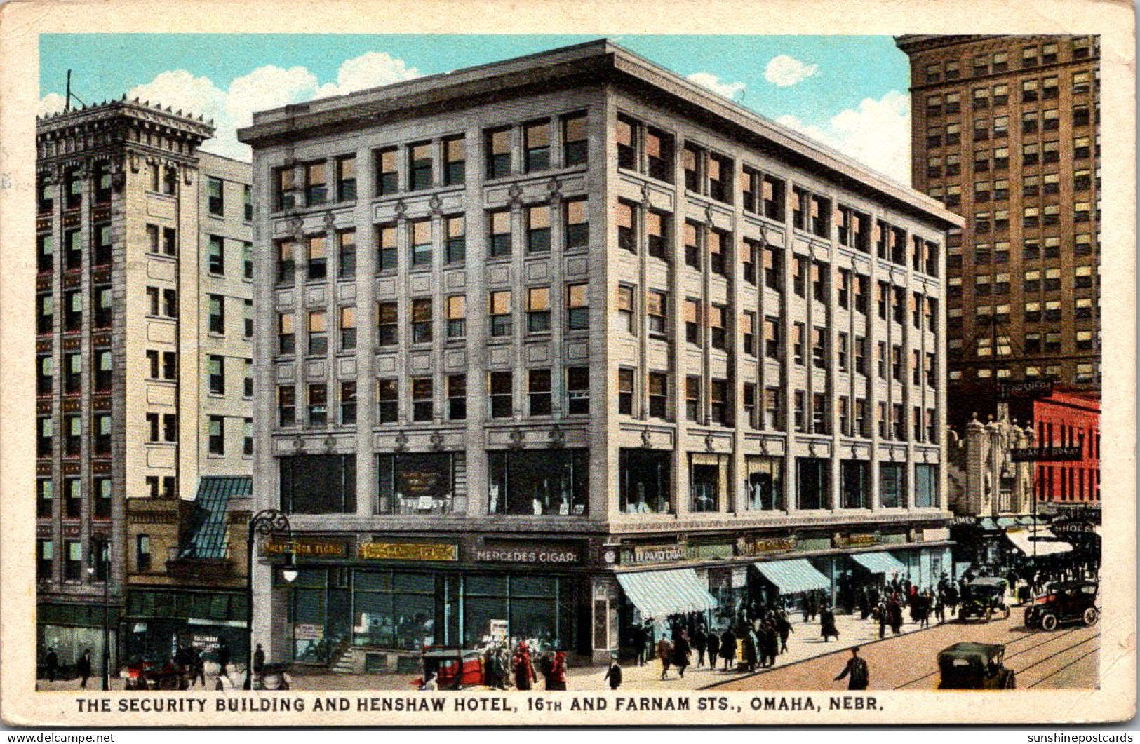 Nebraska Omaha The Security Building And Henshaw Hotel 1935 Curteich - Omaha