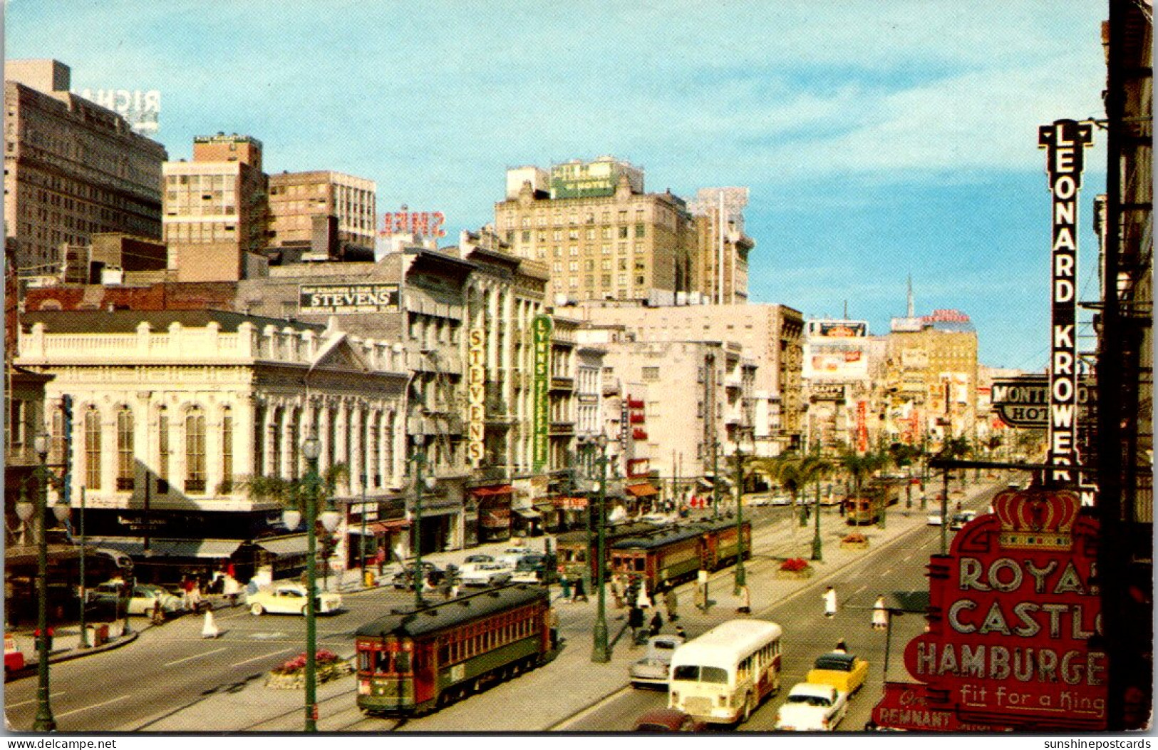 Louisiana New Orleans Trolleys On Canal Street Royal Castle Hamburgers - New Orleans