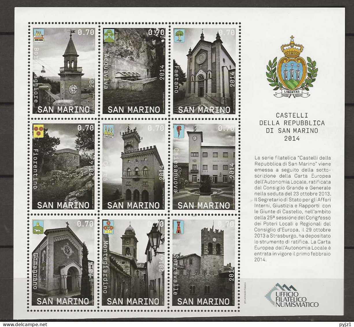 2014 MNH San Marino Block Postfris** - Unused Stamps