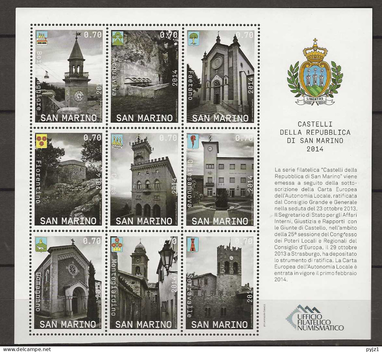 2014 MNH San Marino Block Postfris** - Neufs