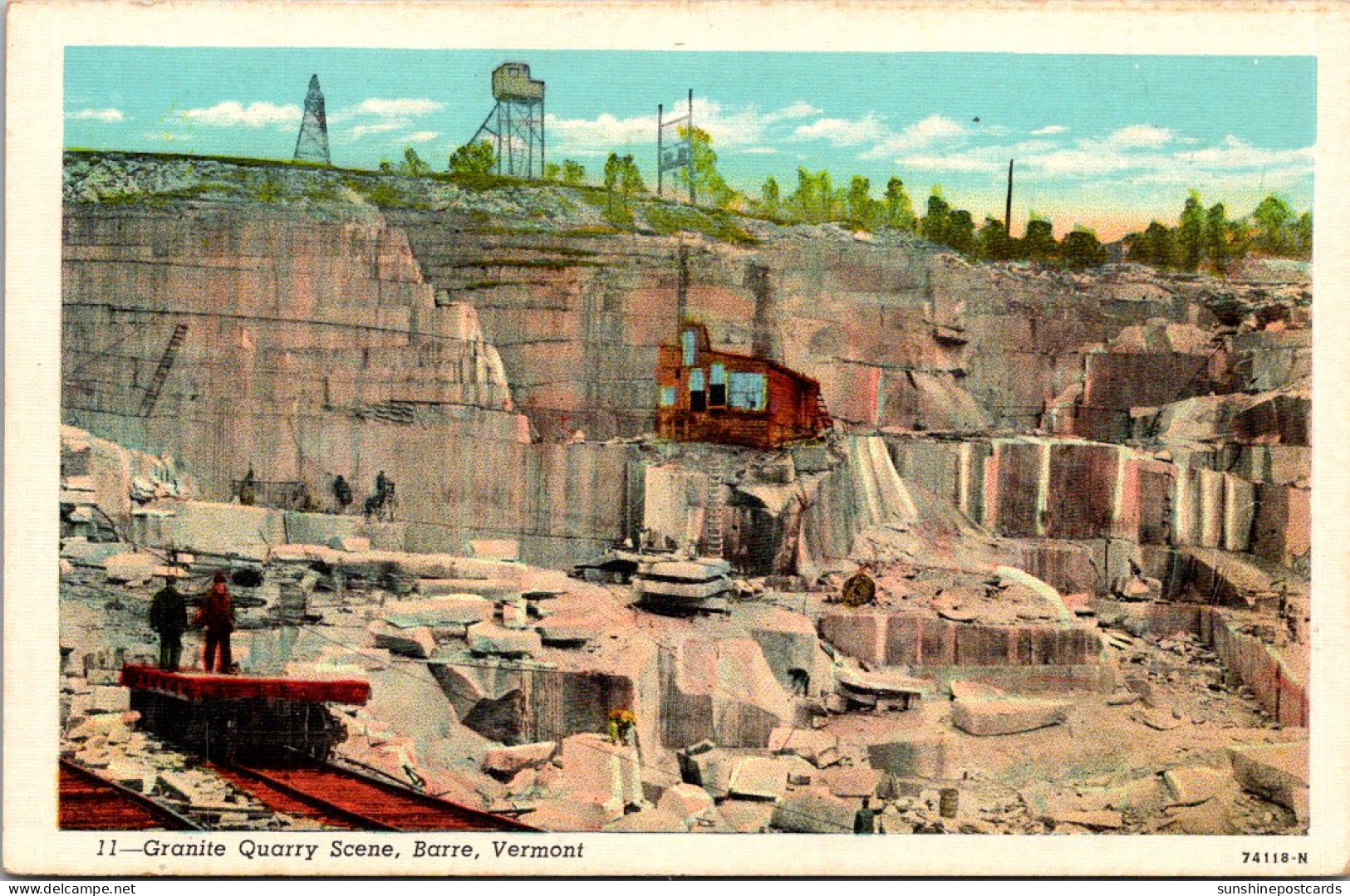 Vermont Barre Granite Quarry Scene Curteich - Barre