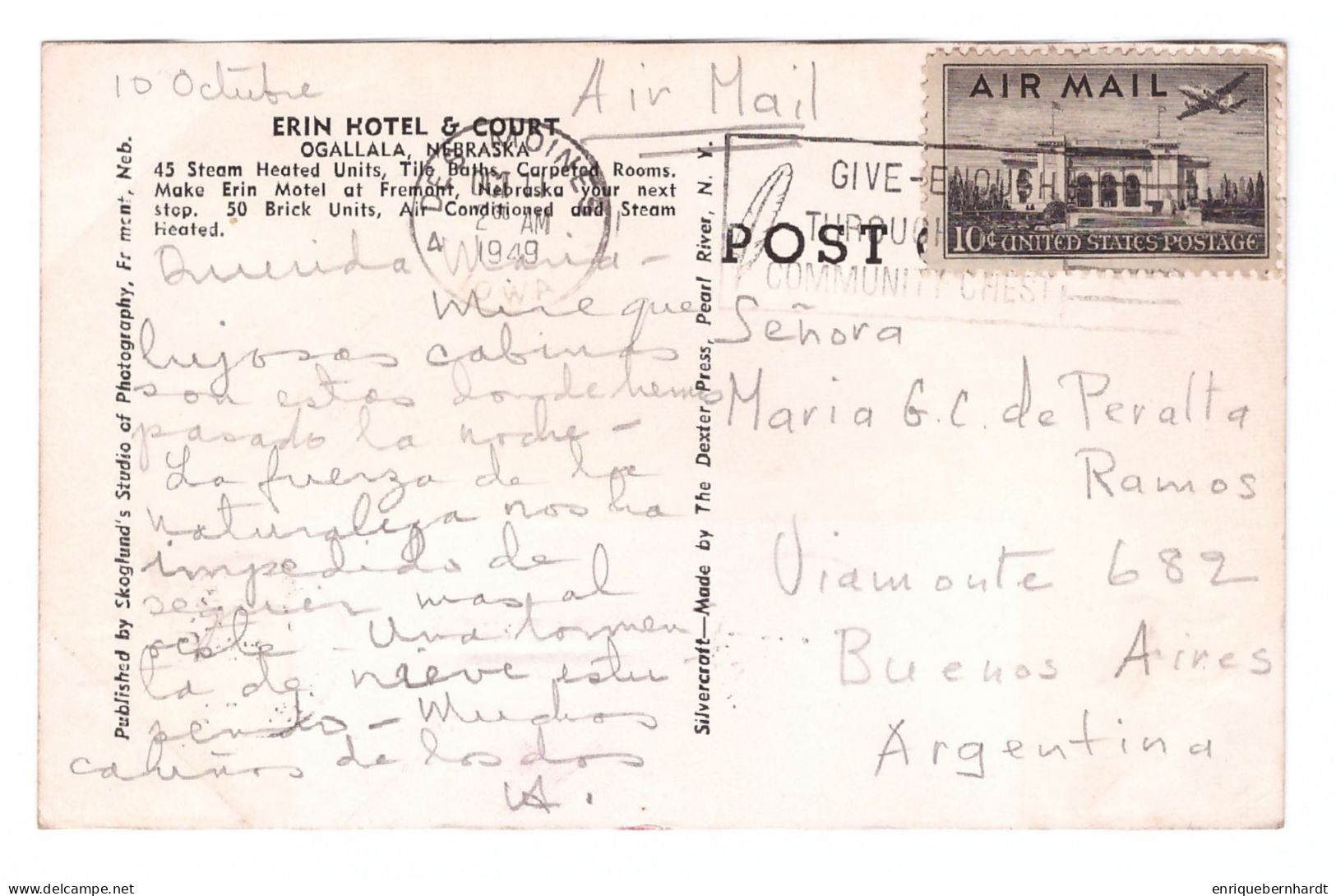 UNITED STATES // NEBRASKA // OGALLALA // ERIN HOTEL & COURT // 1949 - Other & Unclassified