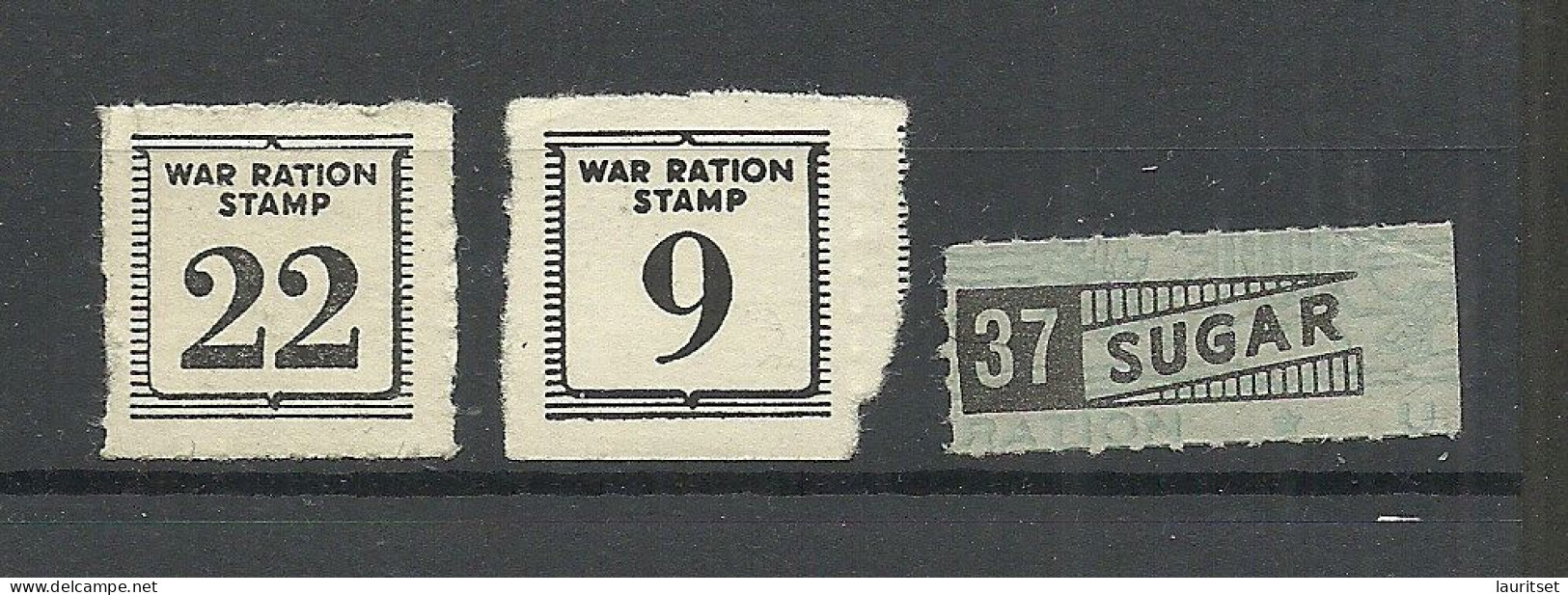 USA  WW II War - 3 Ration Stamps * Sugar Etc. - Ohne Zuordnung