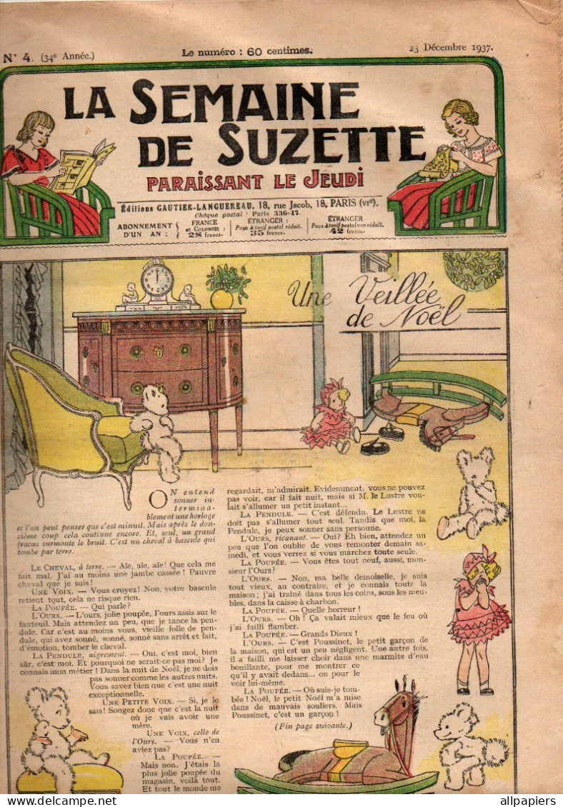 La Semaine De Suzette N°4 Une Veillée De Noel - Le Latin De Noel - Concours Du Tour De France De Suzette... - La Semaine De Suzette