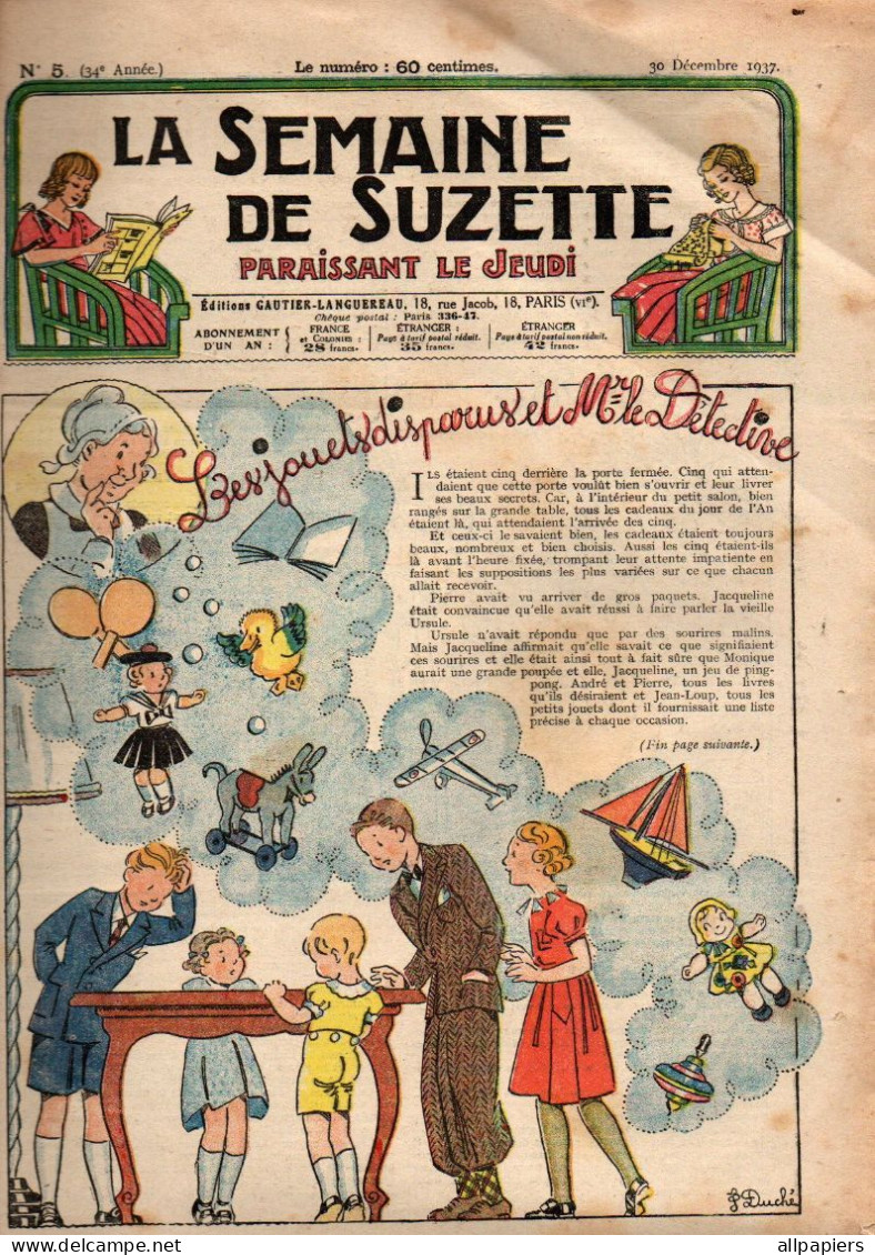 La Semaine De Suzette N°5 Les Jouets Disparus Et Mr Le Détective - Quels Sont Les Jouets De Cette Année...1937 - La Semaine De Suzette