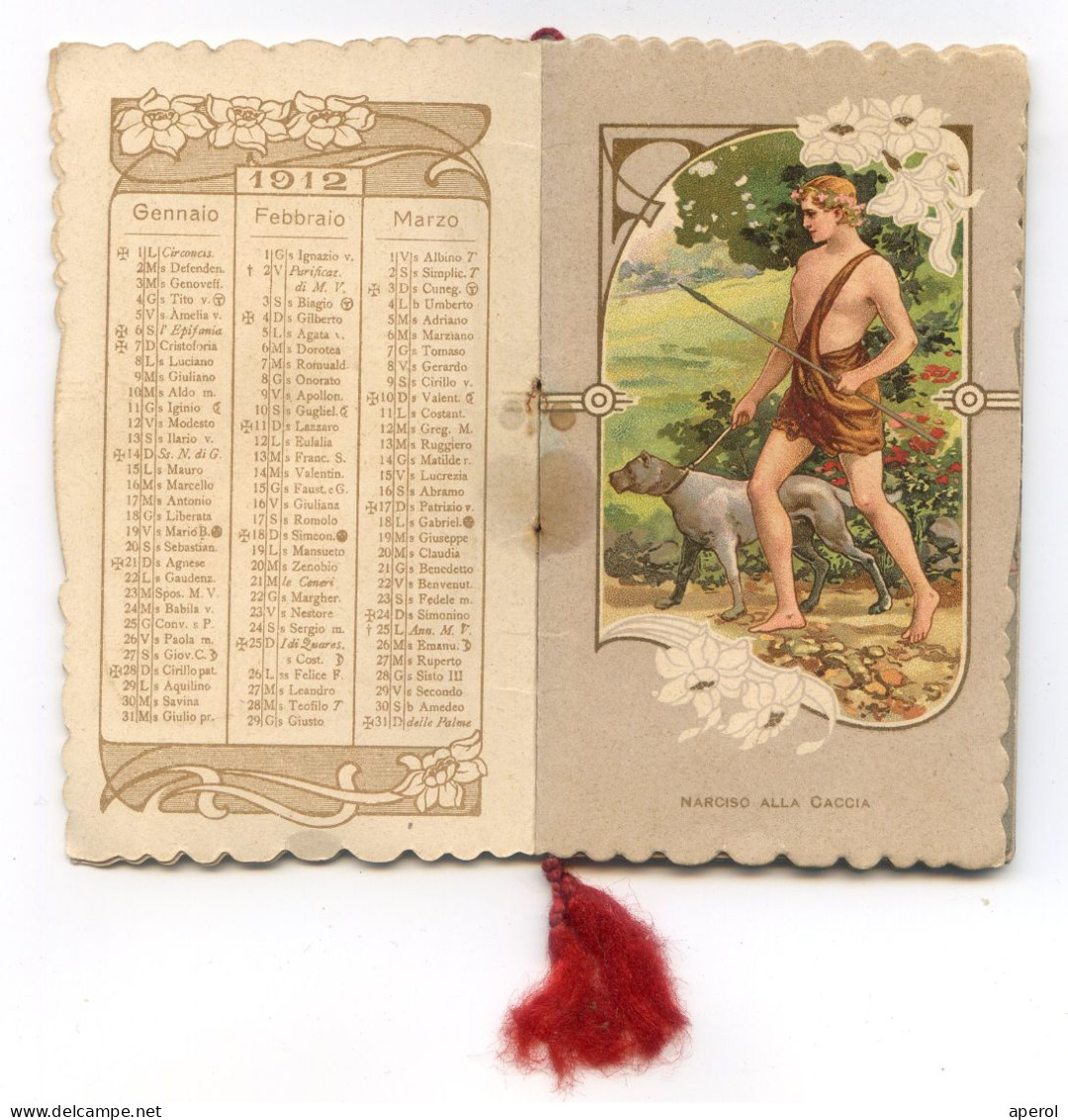 1912 CALENDARIETTO Liberty - La LEGGENDA Di NARCISO - Almanacco Pubblicitario - Formato Piccolo : 1901-20