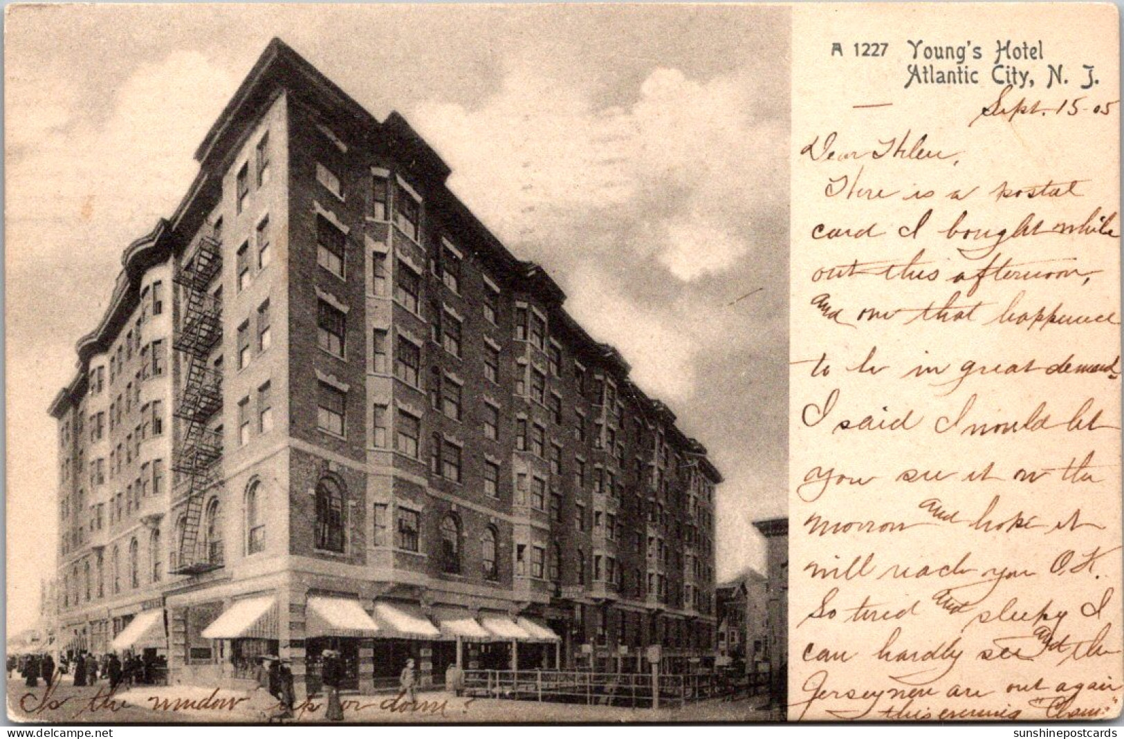 New Jersey Atlantic City Young's Hotel 1905 Rotograph - Atlantic City