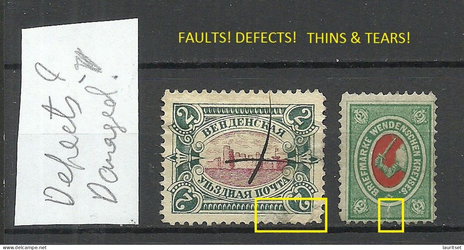 RUSSIA Russland Latvia 1875-1901 Lettland Wenden, 2 Stamps NB! Faults! Defect! Thins & Tears! - Ongebruikt