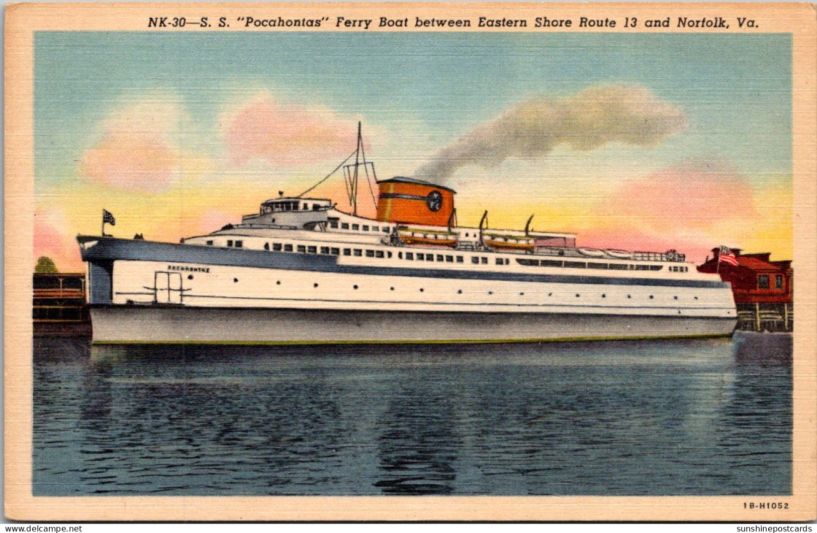 Virginia S S Pocahontas Ferry Boat Between Eastern Shore And Norfolk Curteich - Norfolk