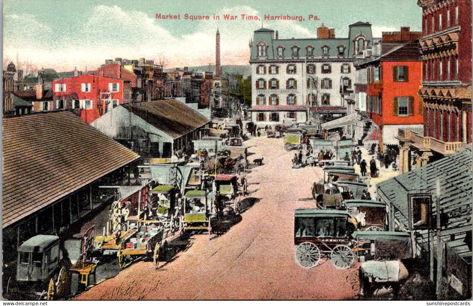 Pennsylvania Harrisburg Market Square Street Scene In War Time - Harrisburg