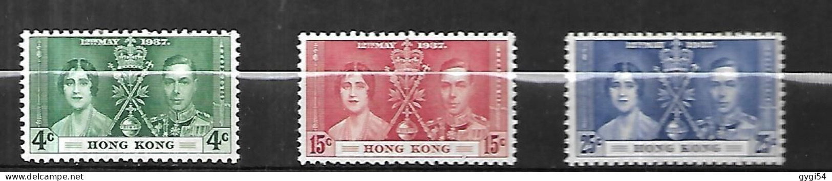 HONG - KONG 1937 CAT YT N°  137, 138, 139  N** MNH LUXE - Unused Stamps