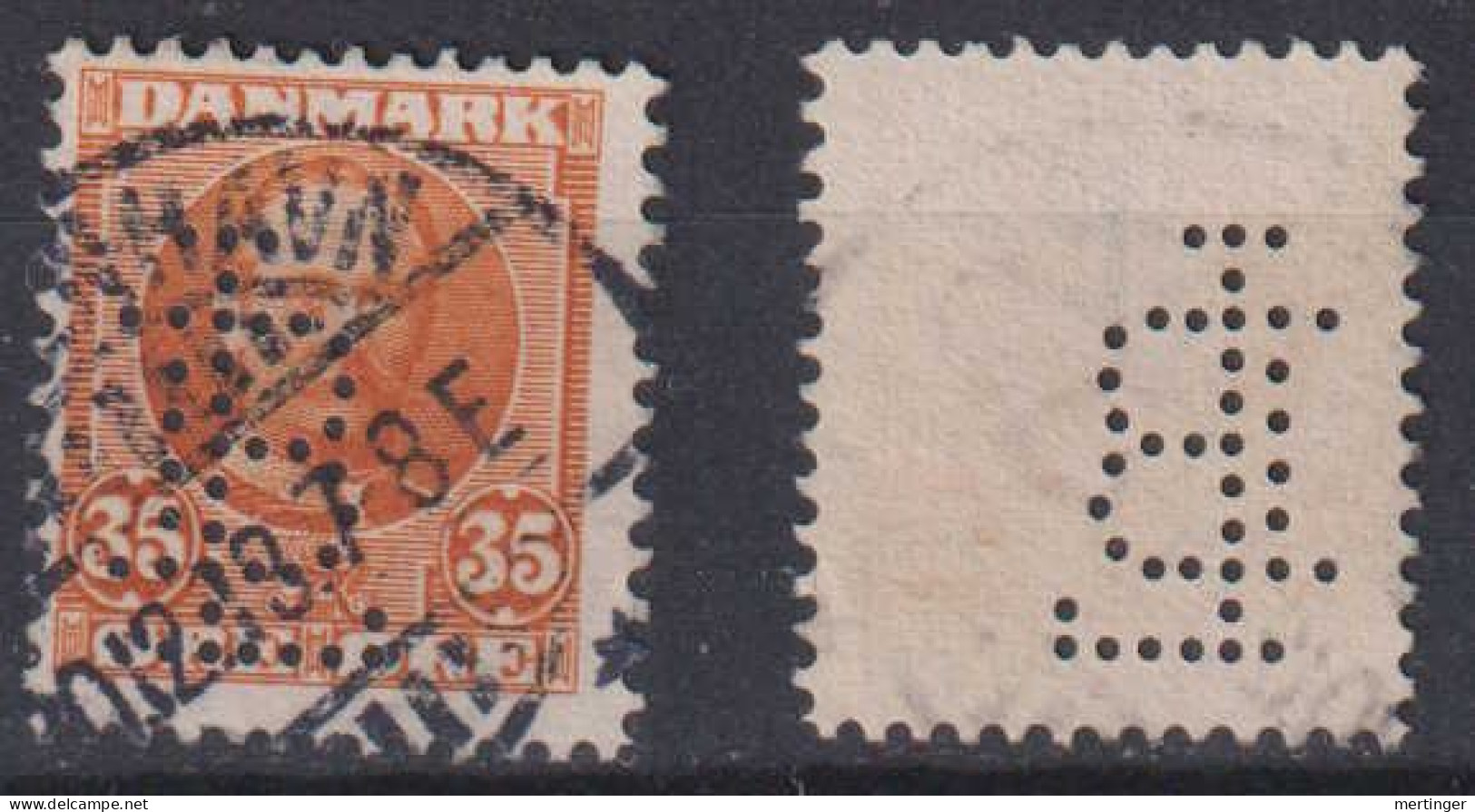 Dänemark Denmark Mi# 57 Used 35 Oere Frederik VIII 1907 Perfin L B - Oblitérés