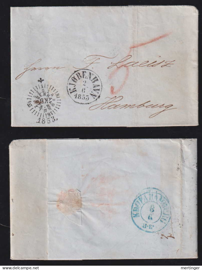 Dänemark Denmark 1853 Cover Stampless Copenhagen X Hamburg Kompass Stempel - ...-1851 Prephilately