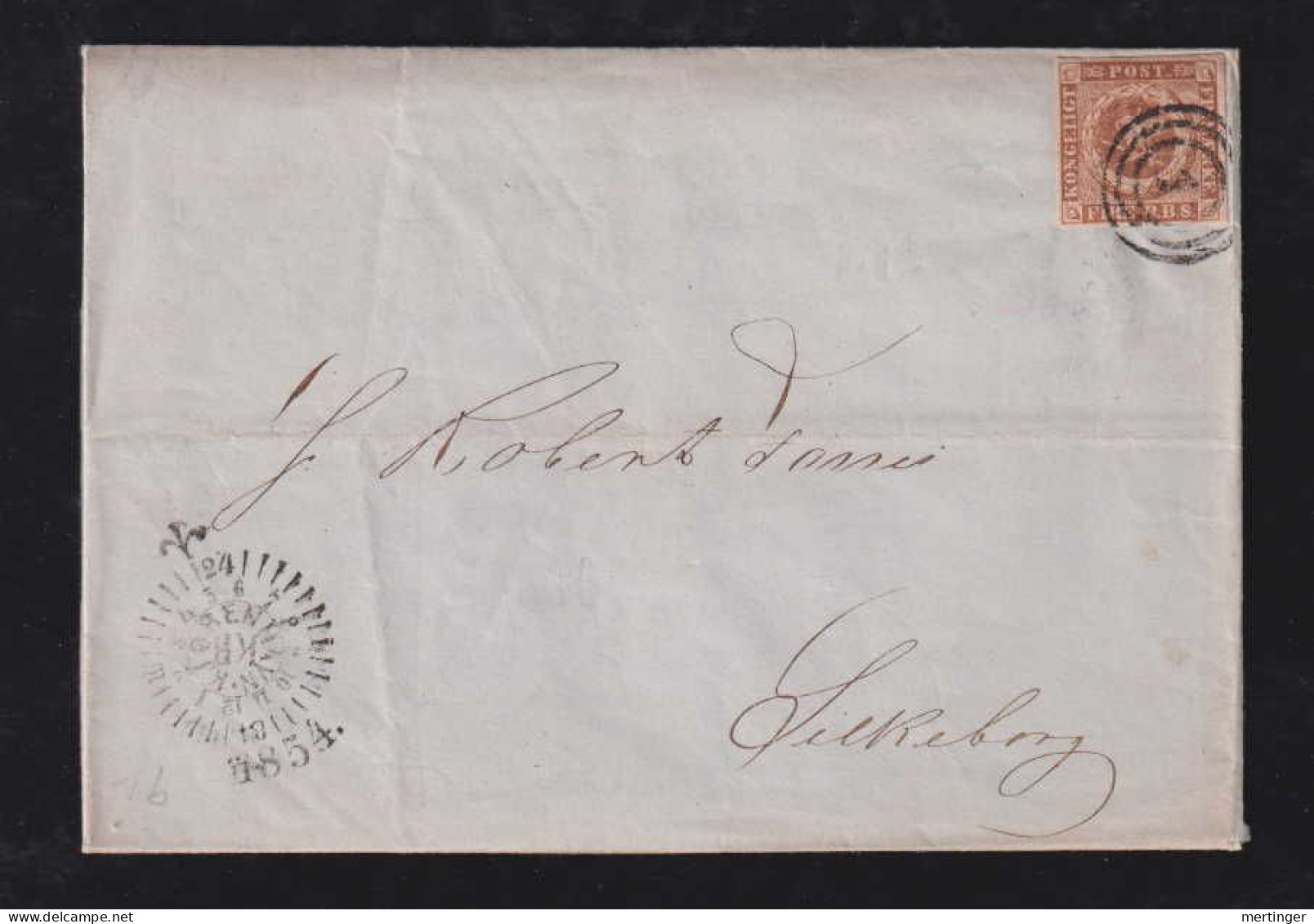 Dänemark Denmark 1854 Cover Mi# 1IIb Fire RBS Copenhagen X Silkeborg Kompass Stempel - Brieven En Documenten