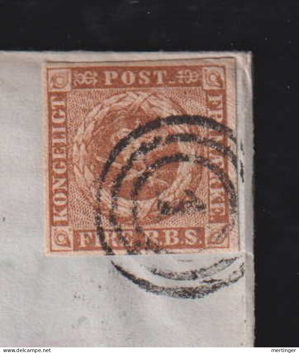 Dänemark Denmark 1854 Cover Mi# 1IIb Fire RBS Copenhagen X Silkeborg Kompass Stempel - Briefe U. Dokumente