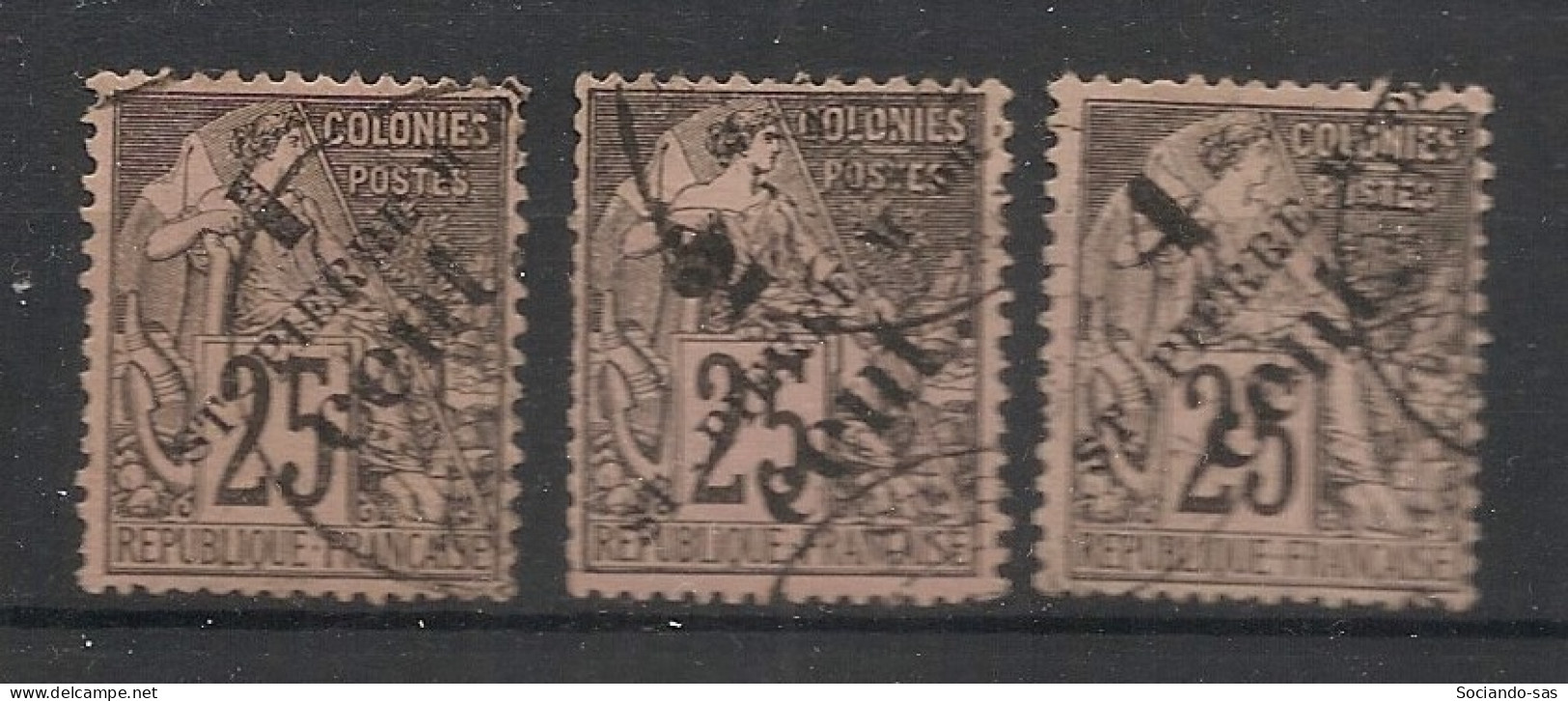 SPM - 1891 - N°Yv. 37 - 40 - 42 - Type Alphée Dubois 1 / 2 / 4 Sur 25c Noir - Oblitéré / Used - Used Stamps