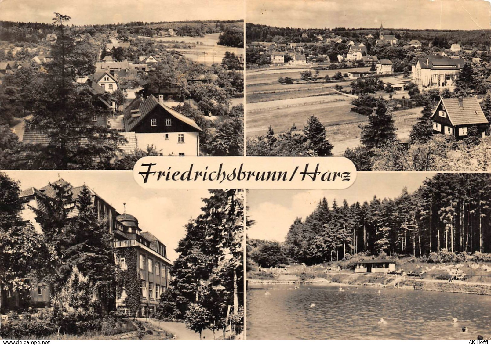 Friedrichsbrunn Kreis Quedlinburg - Mehrbildkarte Ortsansichten Und Waldschwimmbad - Quedlinburg