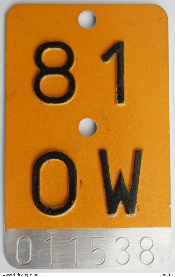 Mofanummer Velonummer Gelb Obwalden OW 81 - Number Plates