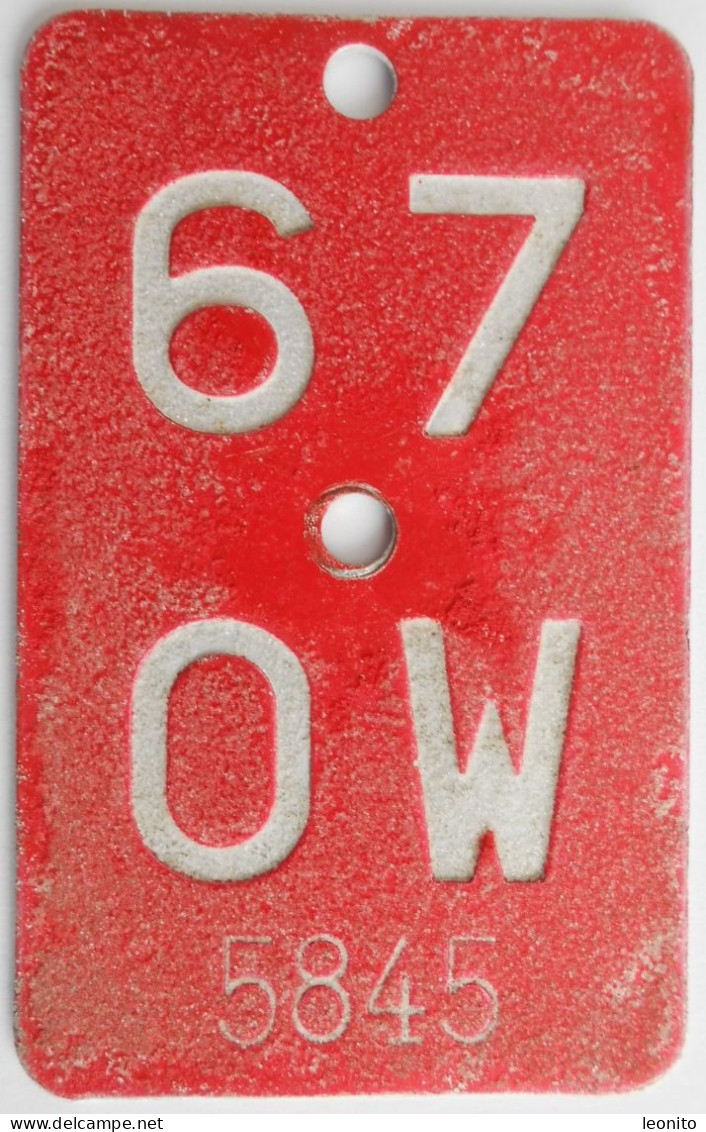 Velonummer Obwalden OW 67 - Number Plates
