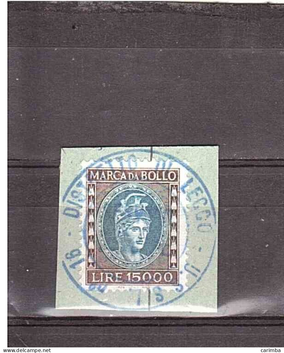 LIRE 15000 ANNULLO DISTRETTO DI LECCO USSL N°18 - Revenue Stamps