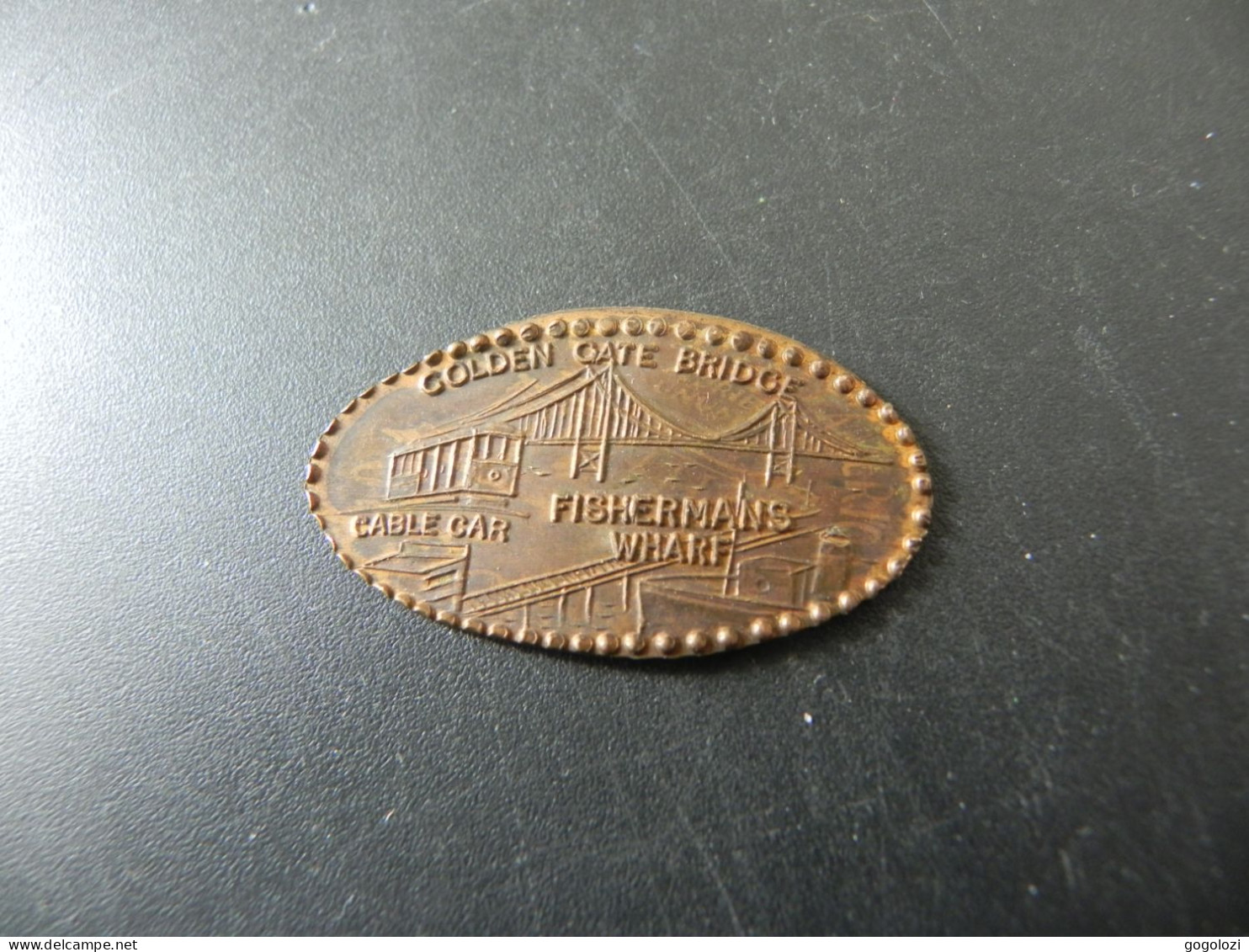 Jeton Token - Elongated Cent - USA - San Francisco - Golden Gate Bridge - Cable Car - Fishermans Wharf - Elongated Coins