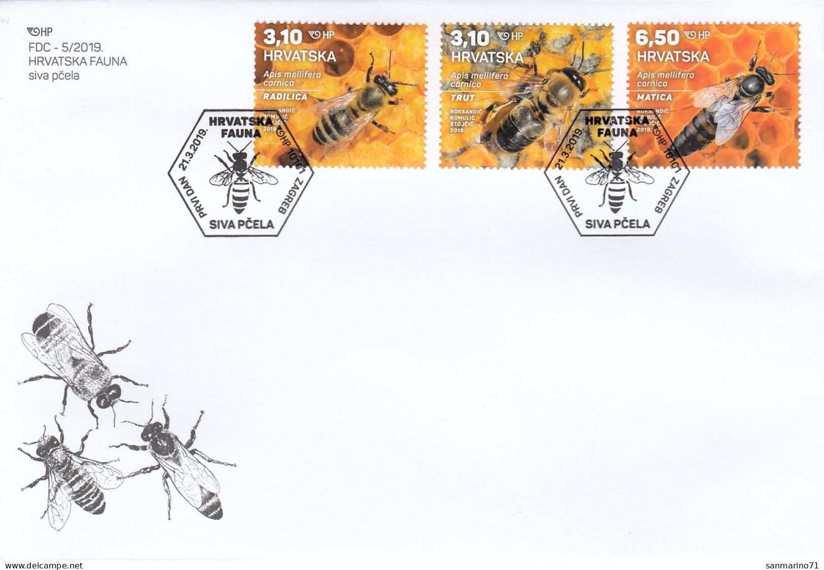 FDC CROATIA 1365-1367 - Abeilles