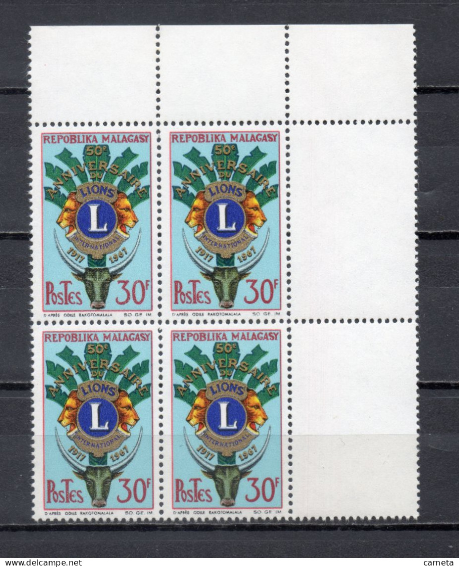 MADAGASCAR   N° 429  BLOC DE QUATRE TIMBRES   NEUF SANS CHARNIERE  COTE  3.20€  LIONS INTERNATIONAL - Madagascar (1960-...)