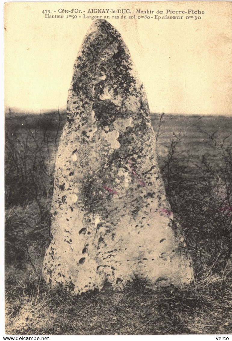 Carte POSTALE  Ancienne De AIGNAY Le DUC - Menhir De Pierre Fiche - Aignay Le Duc