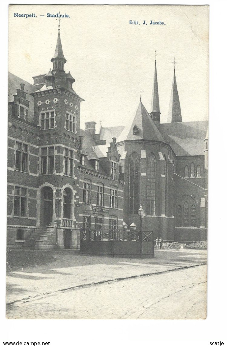 Neerpelt.   -    ACHEL   -   HASSELT   -   Stadhuis   -   LIJNSTEMPEL!   -   1908   Naar   Lierre - Neerpelt