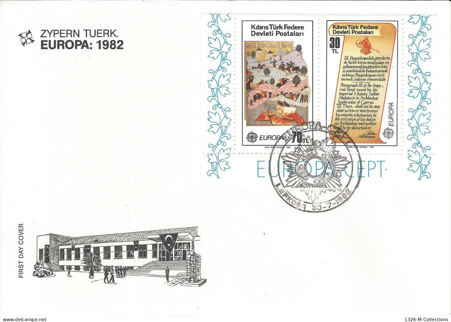 Envellope TURQUIE RTCN Europa 1982 N° 3 Moitie Bloc Y & T - Storia Postale