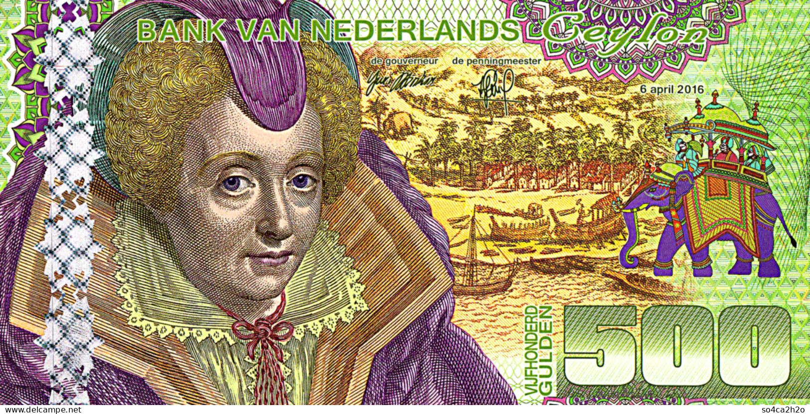 Magnifique 500 Gulden Ceylan Netherlands 6 Avril 2016 UNC  POLYMER  Essai - Spécimen - [6] Fictifs & Specimens