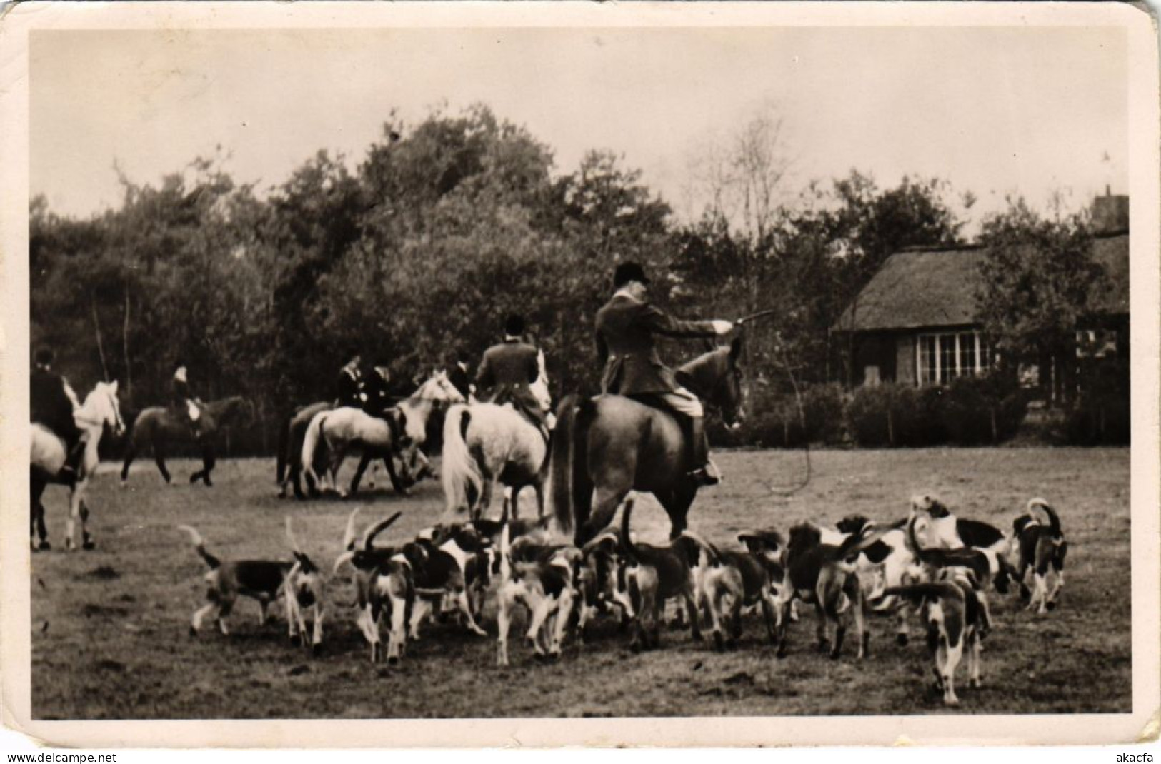 PC HUNTERS AND DOGS REAL PHOTO POSTCARD HUNTING SPORT (a35023) - Chasse