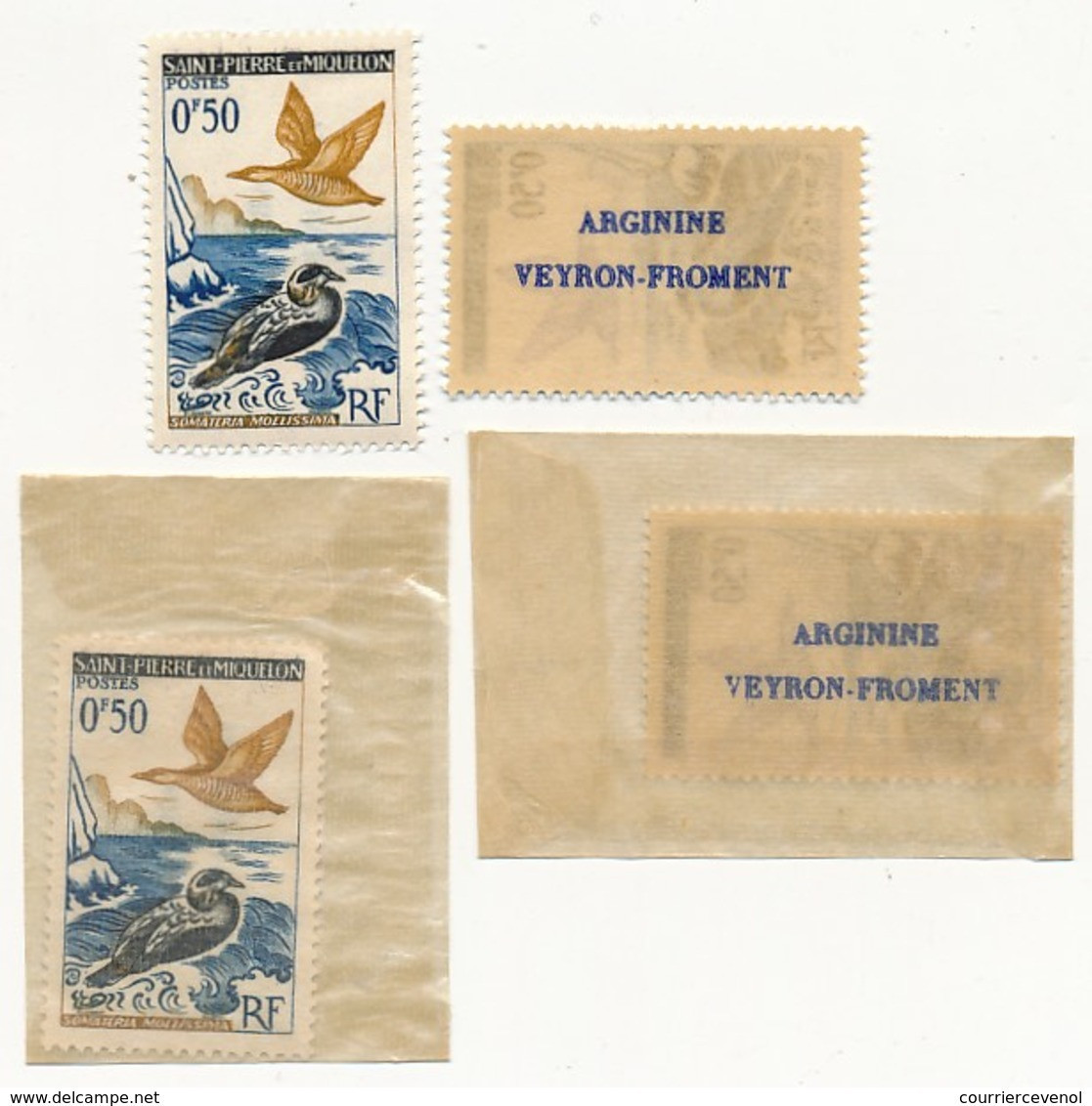 SAINT PIERRE ET MIQUELON - 0F50 Oiseau Avec PUBLICITE ARGININE VEYRON FROMENT Au Dos - 4 Exemplaires - Unused Stamps