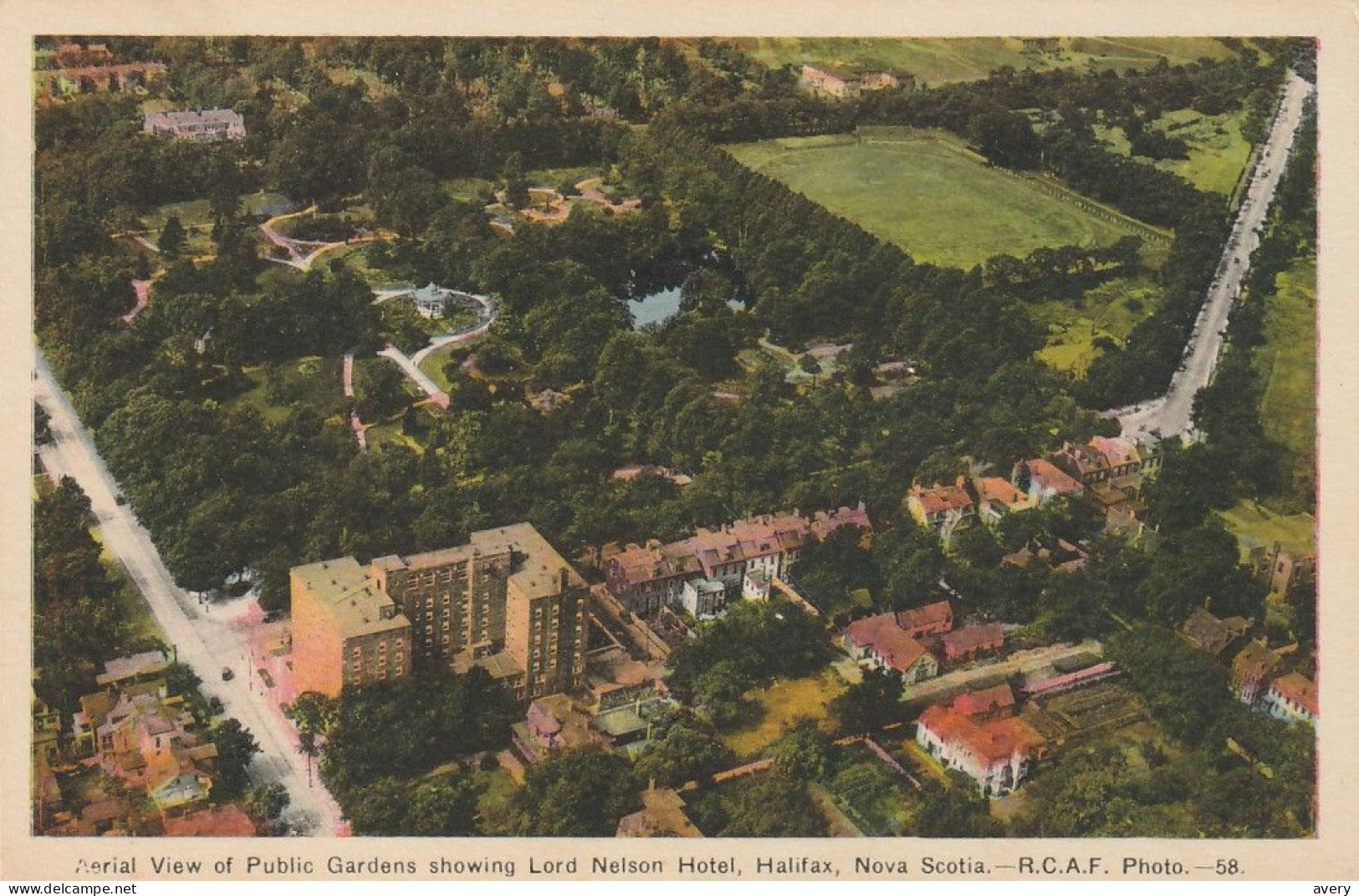 Aerial View Of Public Gardens Showing Lord Nelson Hotel, Halifax, Nova Scotia - Halifax