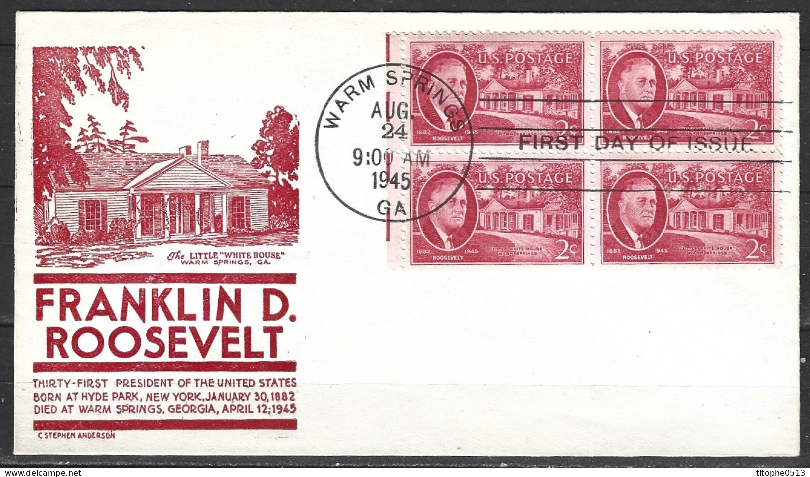 USA. N°483 De 1945 Sur Enveloppe 1er Jour. Président Roosevelt. - 1941-1950