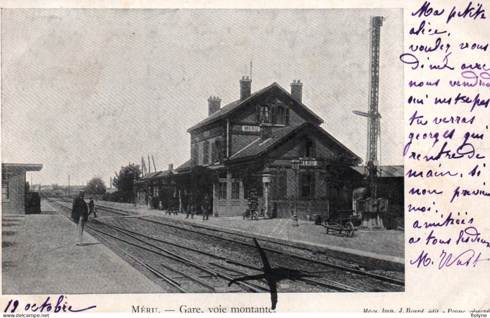 Méru - La Gare , Voie Montante - La Ligne Du Chemin De Fer - Meru