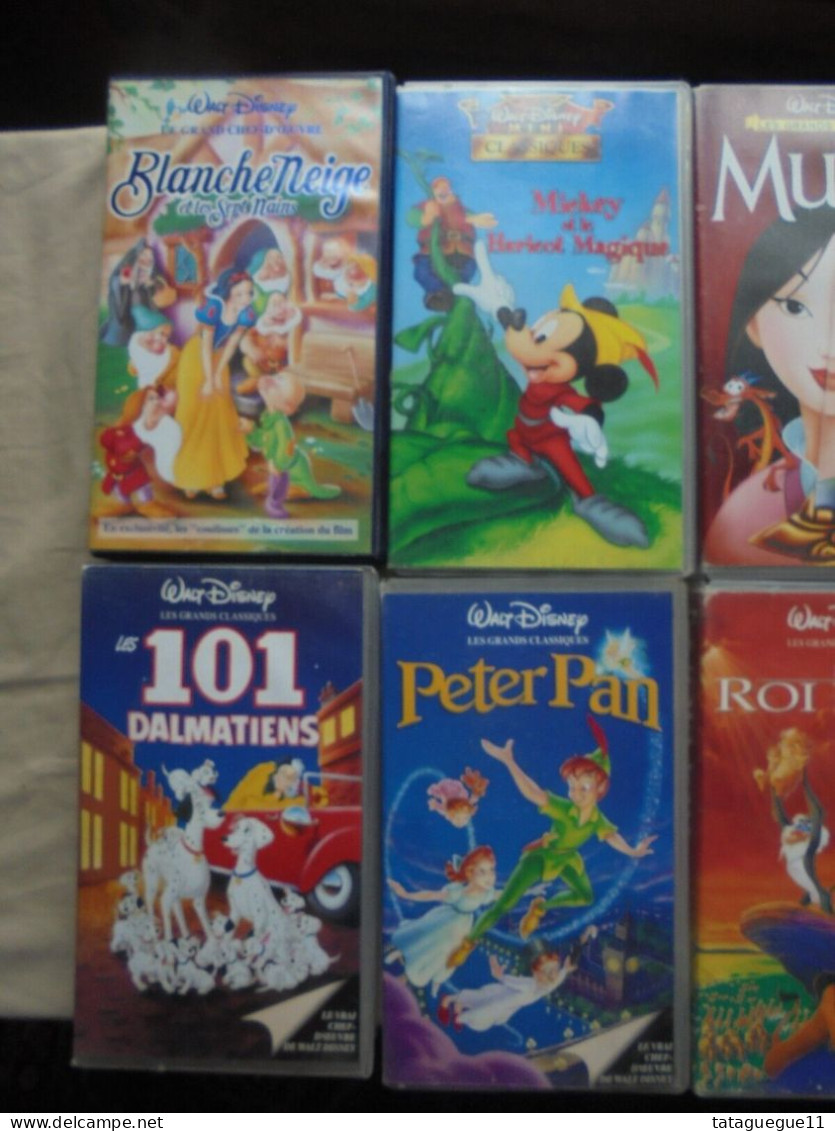 Vintage - Lot 8 Cassettes Vidéo Walt Disney Mulan 101 Dalmatiens Aladdin Etc... - Animatie