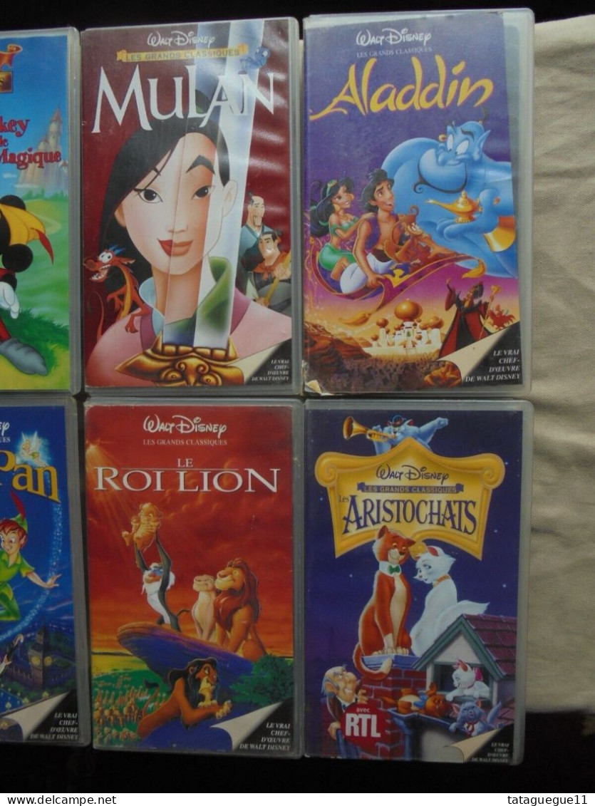 Vintage - Lot 8 Cassettes Vidéo Walt Disney Mulan 101 Dalmatiens Aladdin Etc... - Cartoni Animati