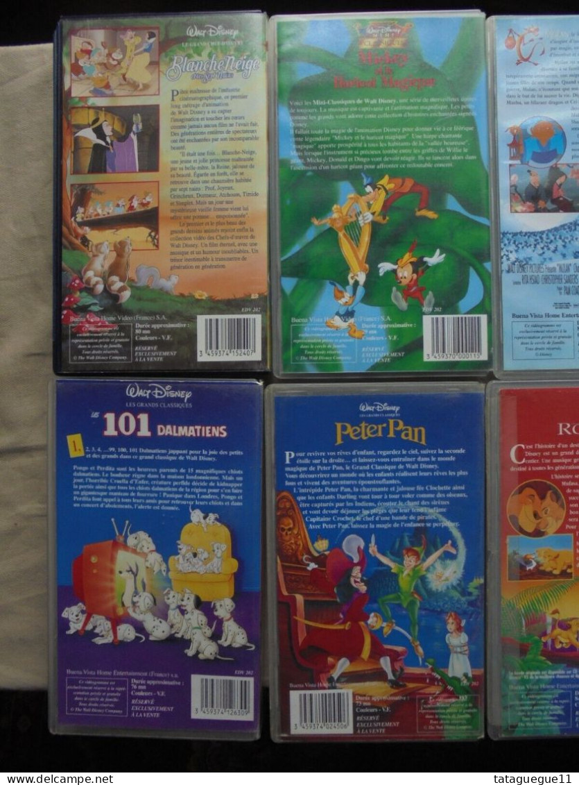 Vintage - Lot 8 Cassettes Vidéo Walt Disney Mulan 101 Dalmatiens Aladdin Etc... - Cartoons