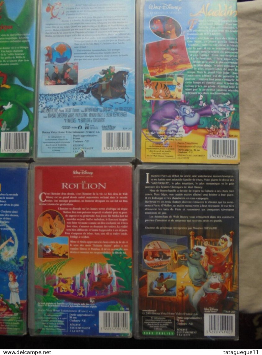 Vintage - Lot 8 Cassettes Vidéo Walt Disney Mulan 101 Dalmatiens Aladdin Etc... - Animatie