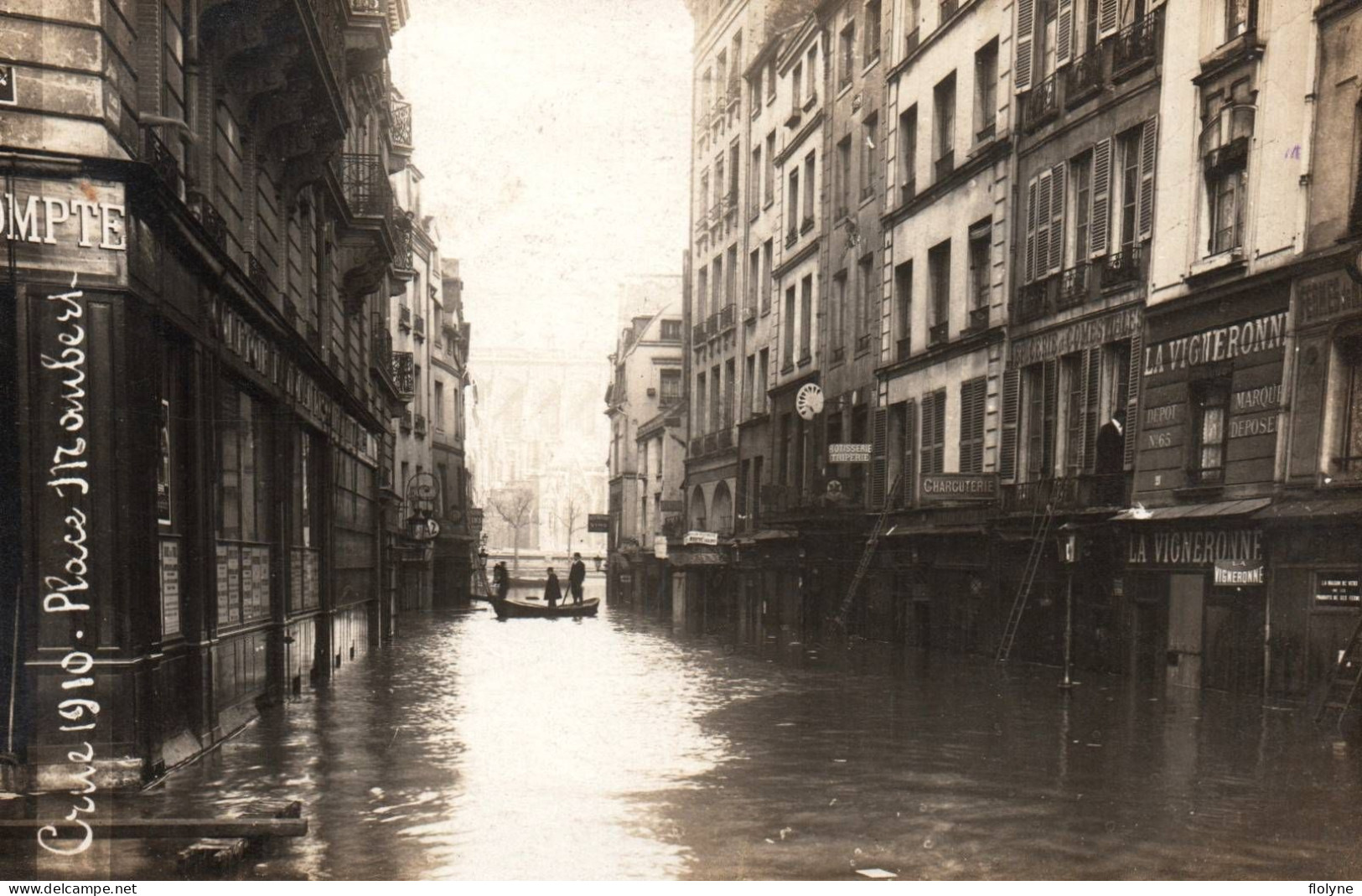 Paris - Carte Photo - 5ème Arrondissement - La Place Maubert Pendant La Crue De 1910 - Inondations - Arrondissement: 05