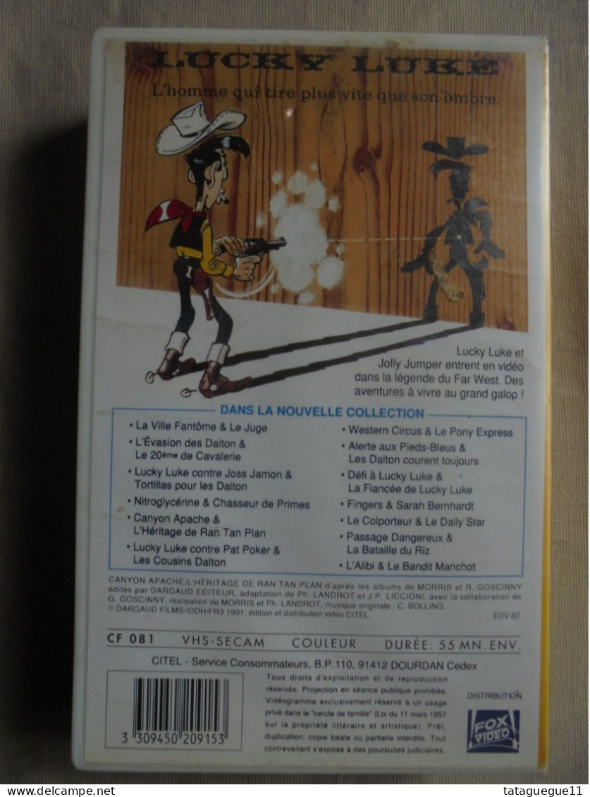 Vintage - Cassette Vidéo Lucky Luke Canyon Apache/L'Héritage De Ran Tan Plan 91 - Dessins Animés