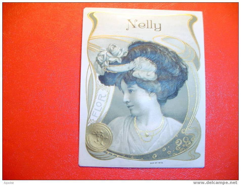 Ancienne étiquette De Boite à Cigare En Relief Art Nouveau  Nelly.tabac - Labels