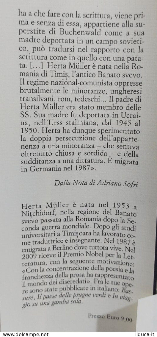 I114411 V Herta Muller - Lo Sguardo Estraneo - Sellerio 2009 - Novelle, Racconti