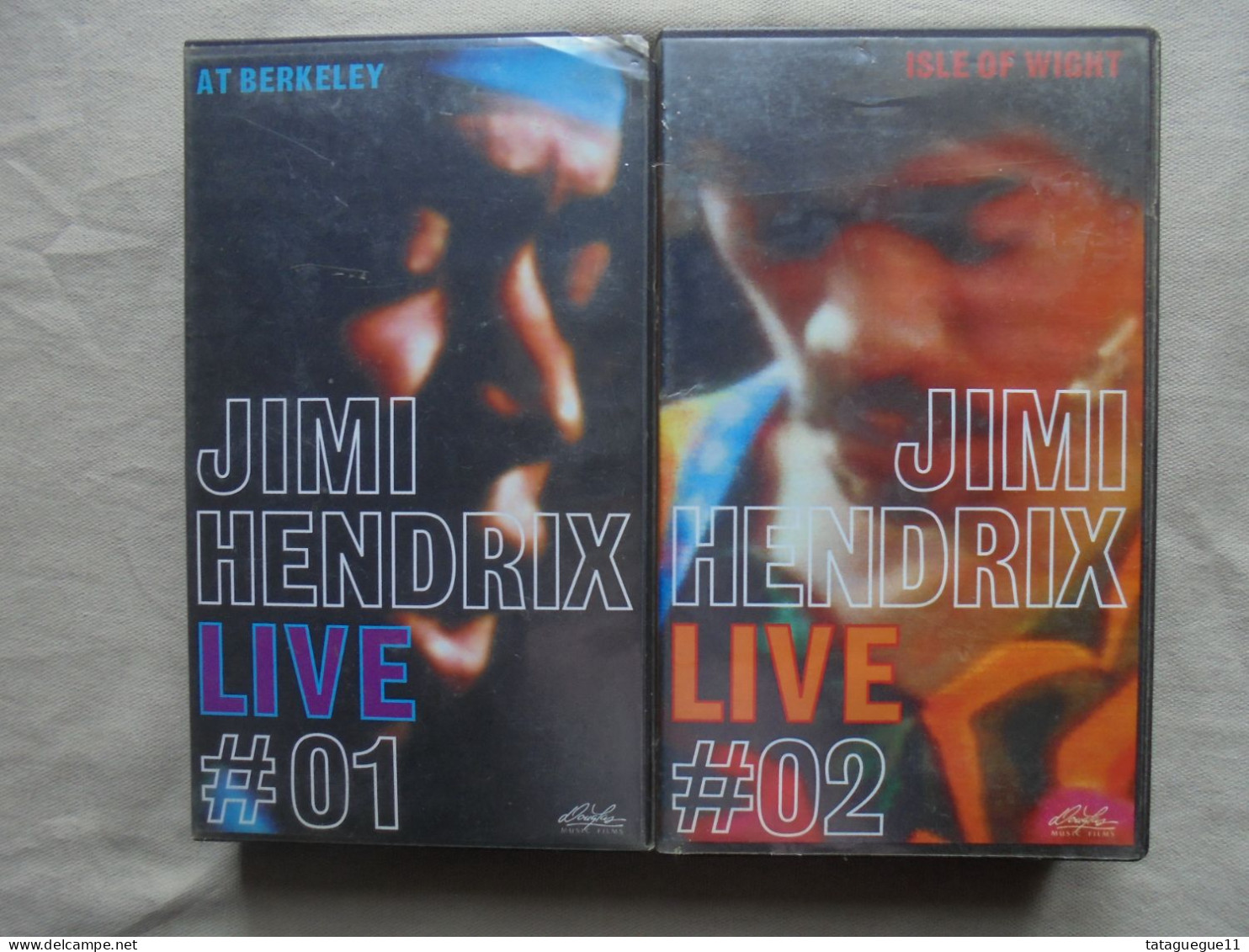 Vintage - 2 Cassettes Vidéo Jimi Hendrix Live 1 & 2 Isle Of Wight/Berkeley 90/91 - Concert Et Musique