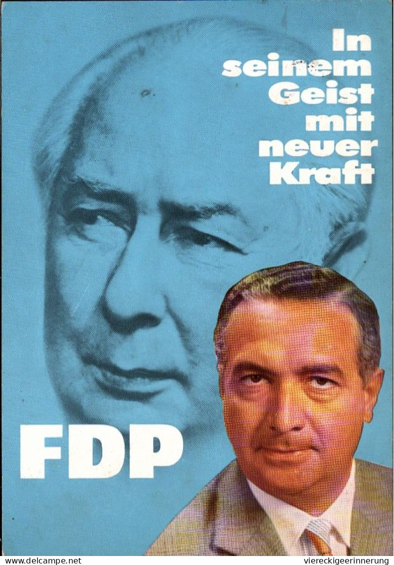 ! Werbekarte FDP , 1961, Erich Mende, Theodor Heuss, Politik - Partis Politiques & élections