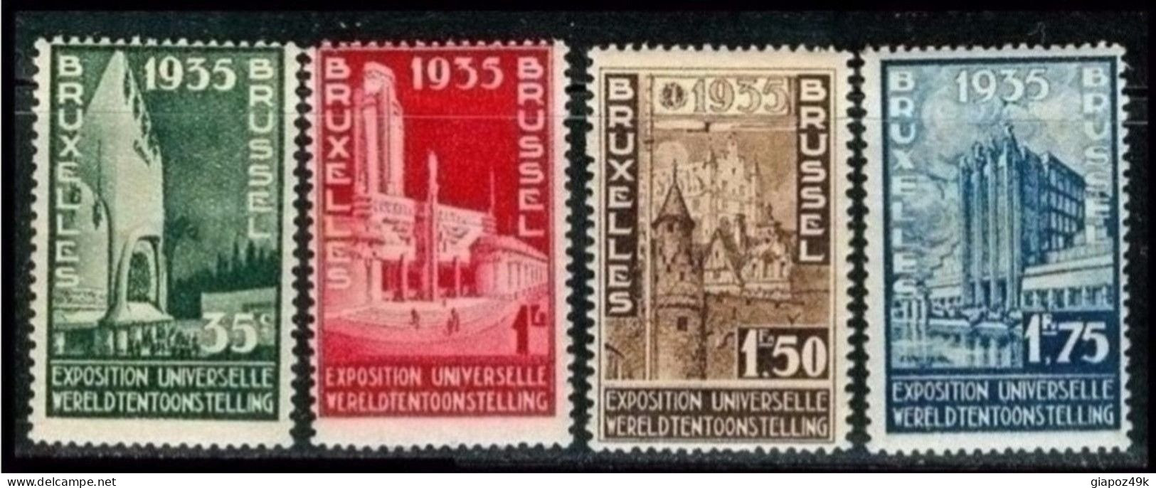 ● BELGIO ֍ Leopoldo III ● EXPO 1934 ● N. 386 / 89  Nuovi * ● Serie Completa ● Cat. 80 € ● Lotto N. 122 ● - 1934-1935 Leopold III