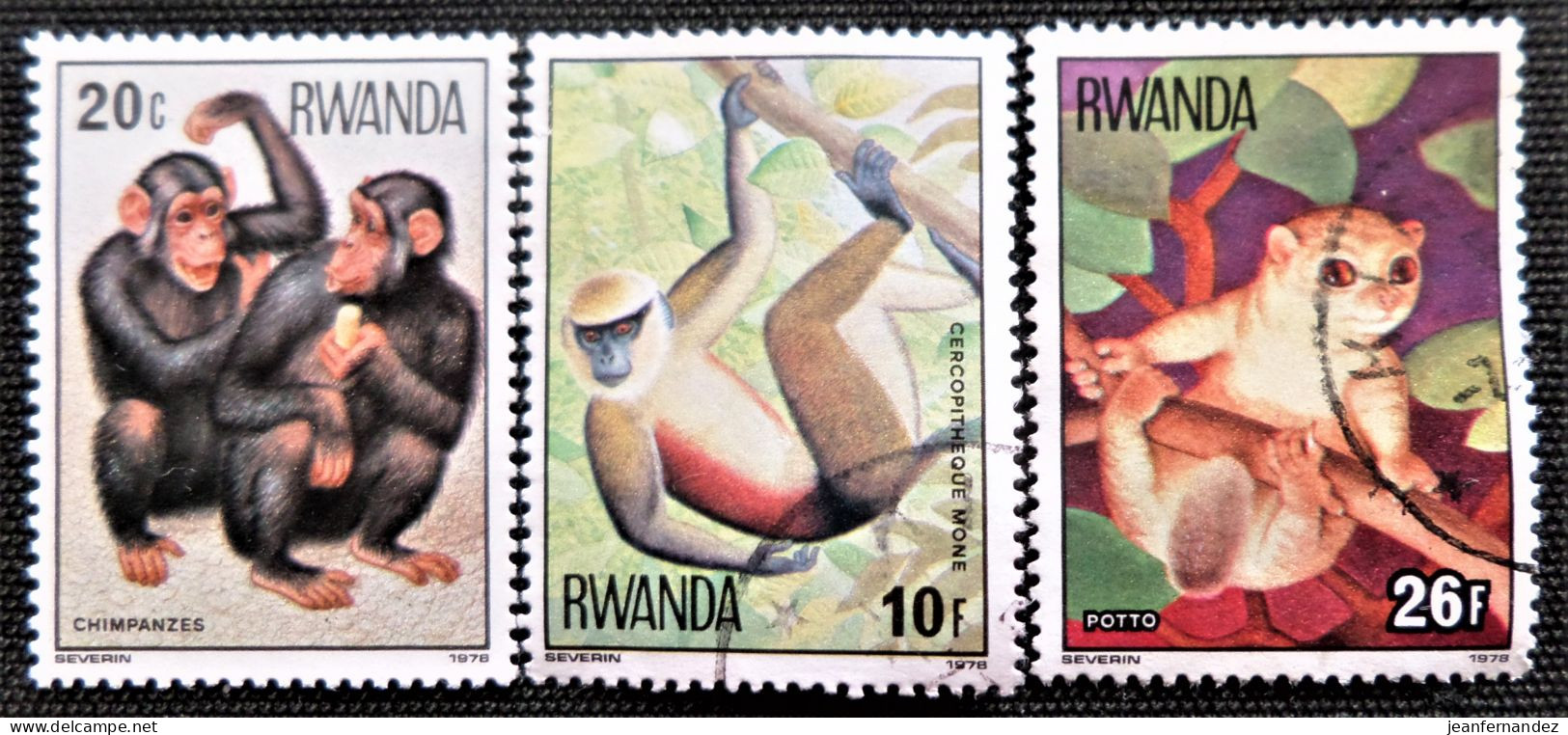 Rwanda 1978 Apes And Monkeys   Stampworld  N°   921_925_926 - Usados